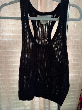 saltwater LUXE Black Open-Weave Racerback Tank